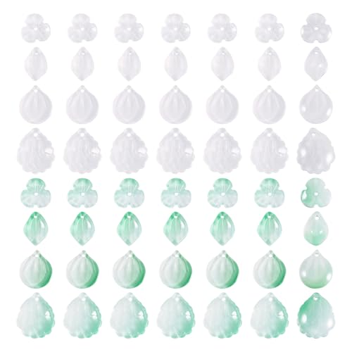 Beadthoven 80Pcs Lampwork Glass Leaf Pendants Mixed Color Crystal Glass Flower Leaves Charms Small Cute Charms Glass Leaf Beads for DIY Crafts Handmade Bracelet Necklace Earrings Jewelry Making - color: Leaf-8 Styles