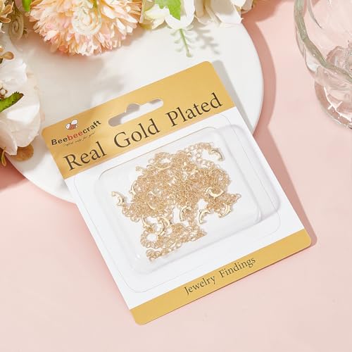 Beebeecraft 1 Box 20Pcs Golden Chain Extender Bulk Real 18K Gold Plated Brass Metal Dolphin Shaped Charm Extension Curb Chains Tails for Jewelry Making Necklaces Bracelets DIY Crafts Supplies - color: Gold-dolphin
