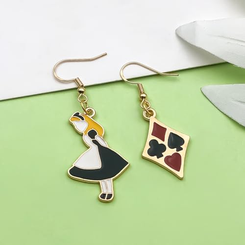 40pcs Alloy enamel dripping oil Alice set tea party scene character posture Pendant Jewelry Making DIY Keychain Earrings Pendant Various Design Charms for Jewelry Making Bracelets Necklace(HK372) - color: HK372