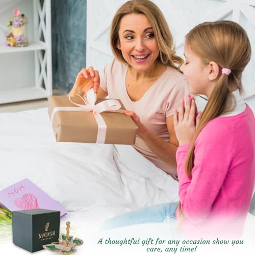 Matashi Butterfly Jewelry Holder for Women, Enamel - Gold Plated Jewelry Stand Organizer Ring Holder w/Crystals, Gift for Mom on Christmas, Mother’s Day, Birthday, Anniversary, Valentine’s Day, Green - color: Green