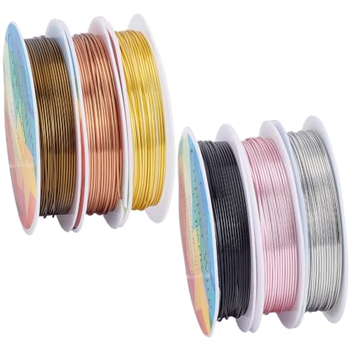Beebeecraft 6 Roll Jewelry Beading Wire 6 Colors Dead Soft Copper Wire for Jewelry & Electrical Crafts (3M)