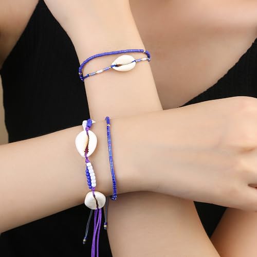 KELITCH Adjustable turquoise bead bracelet single color knitting friendship bracelet fashion jewelry daily wear gift (28 color selection) - color: Blue 04T
