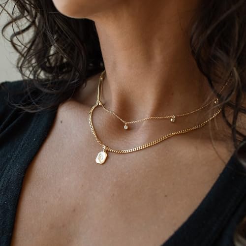 Mothers Day Gifts - Dainty Silver Gold Necklaces for Women Cute Station Choker Simulated Diamond Necklace Simple Layering CZ Necklace Trendy Jewelry Gifts - color: Silver, style: 5pcs Hanging CZ-Cable Chain