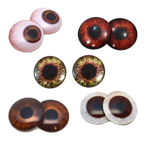 Megan's Beaded Designs 5 Pairs Brown Human Eyes Collection Discounted Bundle Set of 10 Eyes - Bulk Wholesale Lot - Taxidermy Art Sculptures Jewelry Making Supply (25mm) - size: 25mm