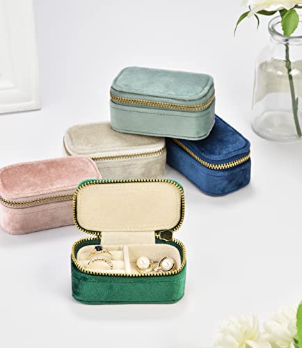 TAIMY Travel Jewelry Case, Mini Jewelry Travel Case, Velvet Small Travel Jewelry Box, Portable Jewelry Travel Organizer Box for Rings Earrings Necklaces(Emerald Green) - color: Mini-Emerald Green