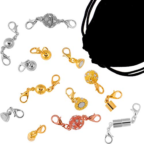 Honoson 31 Pcs Necklaces Bracelets Extender Set Includes 4 Colors Chain Extender 3 Style Magnetic Clasps Jewelry Locking Clasps Closures Lobster Clasp Connector for DIY Crafts Making Supplies