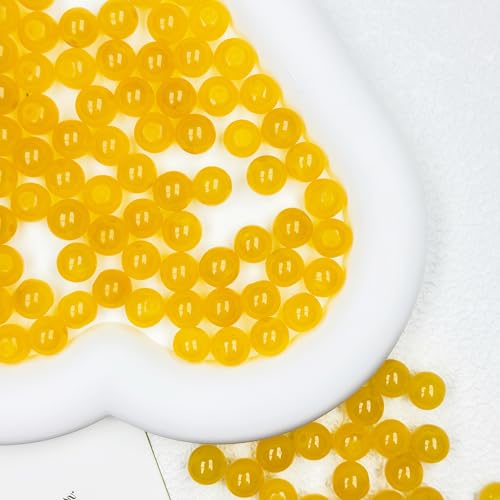 200pcs Glass Beads, 8mm Glass Beads for Barcelet and Jewelry Making DIY Crafts (Yellow) - color: Yellow