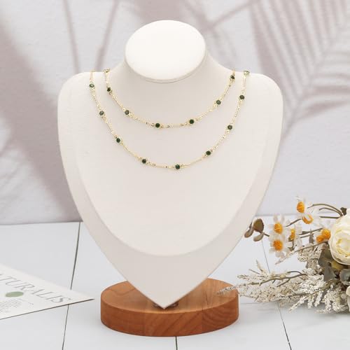 SMYHTGLIF 16.4 Feet Emeralds Glass Jewelry Making Chains Gold Plated Stick Chain DIY Chain with Lobster Clasps and Jump Rings for Jewelry Making - color: Green Gold