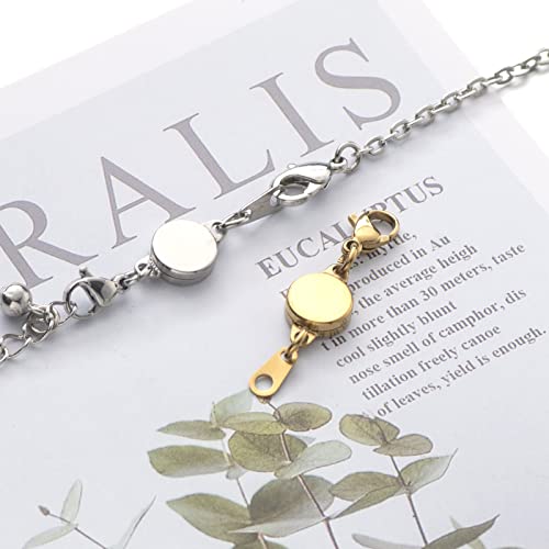 Zpsolution Stainless Steel Magnetic Jewelry Clasps, Silver Plated Locking Magnetic Necklace Clasps Bracelet Extender for Jewelry Making - color: Silver