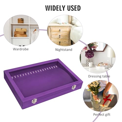Vicoter Velvet Necklace Display Jewelry Tray 20 Hook Necklace Tray Necklace Pendant Jewelry Tray for Women and Girls - color: Purple, size: 20 Hook