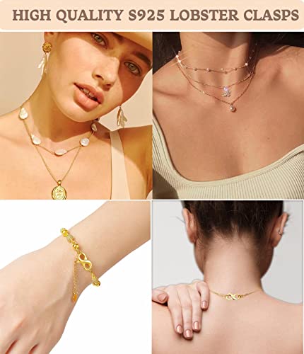 Dailyacc S925 Double Opening Lobster Clasp Sterling Silver and Gold Necklace Bracelet Extender Clasps and Closures for DIY Jewelry - color: Gold & Silver, size: 13mm × 7mm
