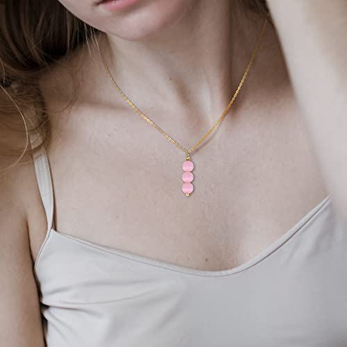 SmileBelle Crystal Necklace, Jade Necklace for Women as Anniversary Birthday Mothers Day Gifts for Women 14k Gold Black Tourmaline as Birthstone Jewelry for Girls Dainty Crystal Jewelry - color: Pink Rose Quartz
