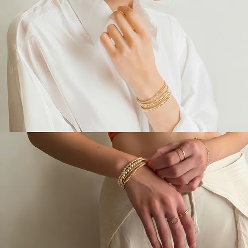 480pcs 2/2.5/3/4/5/6mm 18K Gold Filled Round Spacer Beads,Ball Seamless Spacer Beads,for DIY Jewelry Bracelet Necklace Making Findings (18K Gold) - color: 18K Gold