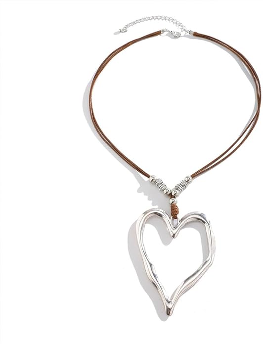 Unique Big Chunky Gold Heart Beads Necklace for Women, Charm Large Thick Hollow Love Heart Pendant Beaded Chain Choker Necklaces Party Y2K Jewelry Gift