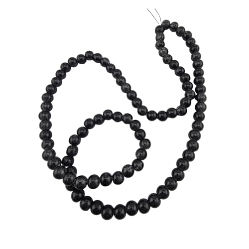 DandS ltd Crackle Lampwork Glass Beads for Jewelry Making, Black, Vibrant DIY Bracelets, Necklaces, Earrings, Beading Supplies & Craft Kits for Handmade Jewelry, 80pcs 0.39 inch (10mm), #J229-10 - color: Black