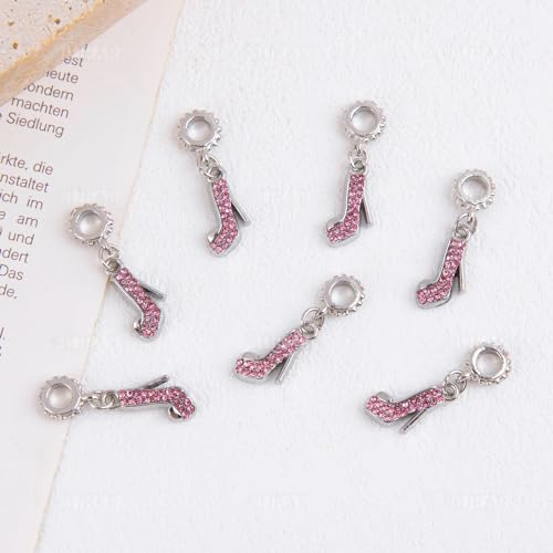 AUEAR, Fashion Crystal High Heel Shoe Shape Charms Bulk Pendant Jewelry Findings for Jewelry Making Necklace Bracelet DIY - color: Pink