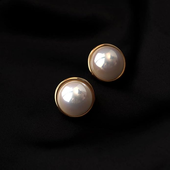 Pearl Clip on Earrings for Women Drop Clip Earrings for Women Gold Plated White Imitation Pearl Earrings Fashion