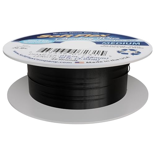 Soft Flex 49 Strand Beading Wire - Medium 0.19 Diameter - 10 Feet Nylon Design Wire - style: Black