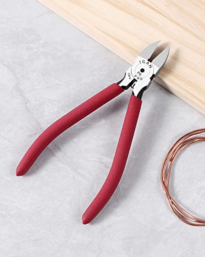 IGAN-P6 Wire Cutters (Pack of 2), 6-inch Ultra Sharp & Powerful Side-cutting Pliers with Longer Flush Cutting Edge, Ideal Wire Cutter for Crafts, Floral, Electrical & Any Clean Cut Needs - size: Pack 2