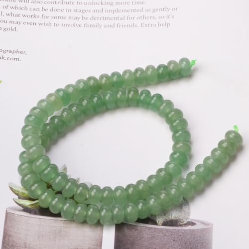 ICAI Beads 5x8mm Natural Rondelle Spacer Loose Beads for Jewelry Making DIY Crafts Design 1 Strand 15" APPR (Green Aventurine) - color: Green Aventurine, size: 5x8