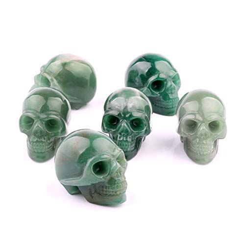 50mm Green Aventurine Carved Skull Crystal Reiki Healing Statue Collectible Figurine Charka Stone - color: Green Aventurine