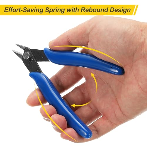 HARFINGTON 5" Flush Cut Pliers Small Precision Wire Cutter Side Cutter Diagonal Cutting Pliers for Jewelry Model Electronic 3D Print, Blue - color: Blue