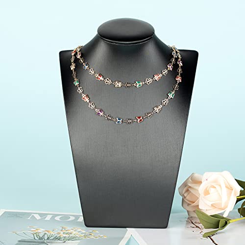 16.4 Feet Gold Plated Necklace Chain for Jewelry Making, Colorful Rhinestone Butterfly Cable Link Chain Bulk with Open Jump Rings and Lobster Clasps - color: Colorful Butterfly- Gold