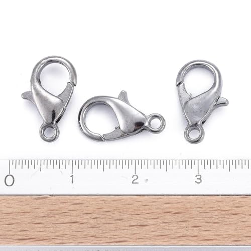 HDSupplies 100 Pieces - Lobster Clasps - Gunmetal Black - 14x8mm / 1.8mm Hole - color: Gunmetal Black, size: 14x8mm