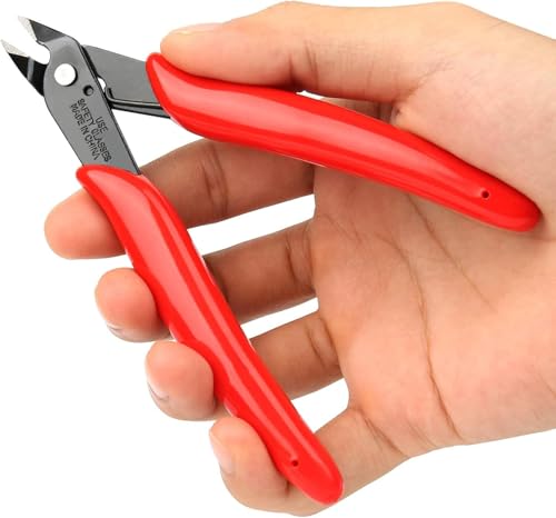 BOENFU Precision Wire Cutter Zip Tie Cutters Flush Cutters Nippers Small Side Cutting Pliers for 3d Print, Plastic Models, Jewelry, Electronics, Red, 1-Pack - color: Red ( 1 Pack )