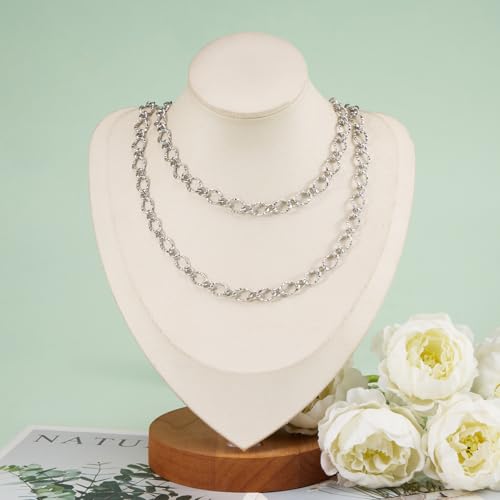 KYUNHOO 16.4 Feet Stainless Steel Jewelry Making Supplies for Men Women DIY Necklace Bracelet Crafts Silver Roll of Jewelry Rhombus Bulk Chain Links with Connectors for Handcraft Making - color: Twist Silver