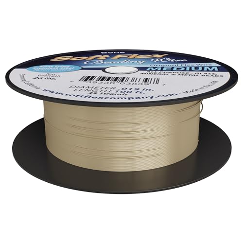 Soft Flex 49 Strand Beading Wire - Medium 0.19 Diameter - 100 Feet Nylon Design Wire - style: Bone