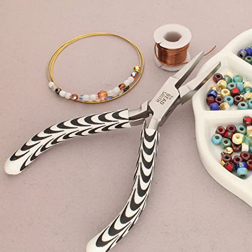 The Beadsmith Flat Nose Pliers – Zebra Print Line – 5 inches (127mm) – Comfortable Handle with Double Leaf Springs – Jewelry Making Tool for Creating Bracelets, Earrings and Necklaces - size: flat nose - 5"