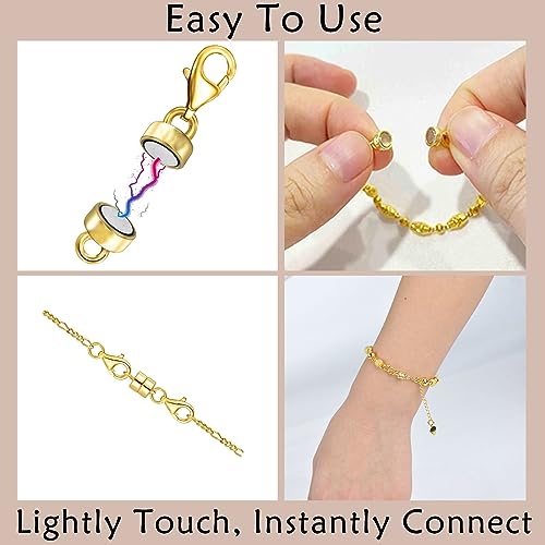 OHINGLT Magnetic Necklace Clasp Extra Strong, Silver Plated Magnet Jewelry Clasps Converters for Bracelet Necklaces Chain - color: 6Pcs Silver