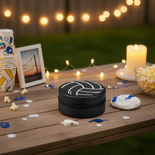 12-Pack Black Volleyball Jewelry Box, Sleek Mini Travel Case for Team Athletes, Bulk Value Set for Coaches and Sports Parents, Professional Sports Keepsake Organizer, Black - style: Black Volleyball