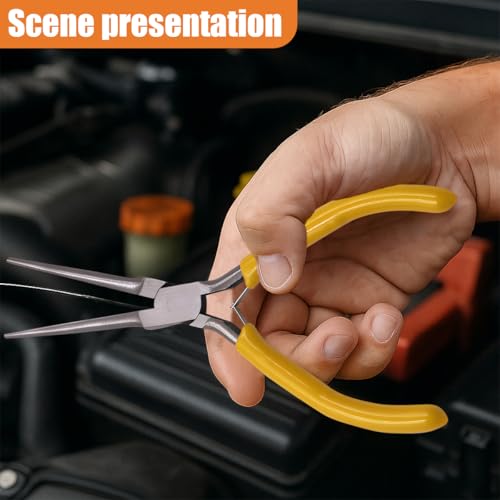 YoRise Mini Needle Nose Plier, Metal Non-Serrated Precision Pliers with Anti-Slip Grip Handle, Auto Long Nose Plier Accessory for Bending Wires, Jewelry Making, and Small Object Gripping(Needle) - size: Needle