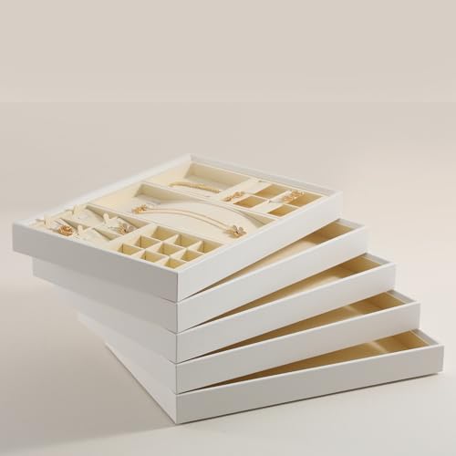 Dark Blue Jewelry Display Tray Ring Necklace Earring Bangle Organizer Multifunctional Storage Case for Jewelry Showcase (Small Empty Tray(beige)) - color: 17-Bangle Tray