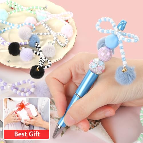 6Pcs Bow Hairball Acrylic Beads for Pens Colorful Bow Focal Spacer Beads for DIY Craft Beadable Pens Jewelry Bracelet Necklace Earrings Keychain Making - color: Bow Hairball