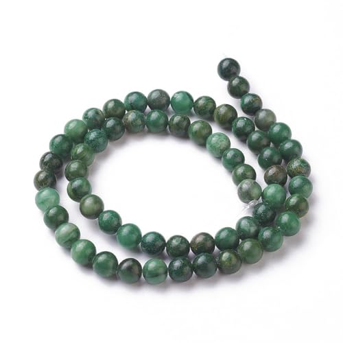 61Pcs Natural African Jade Beads 6mm Round Grade A Gemstone Beads Green Smooth Stone Loose Bead for DIY Bracelets Necklace Earrings Jewelry Making - color: Natural African Jade, size: 6mm