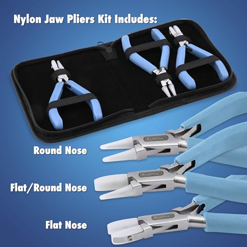 Beadalon Designer Series Nylon Jaw Pliers, Round Nose, Pacific Blue Vinyl-Free Grips, Stainless Steel, 5.25 in - color: Pacific Blue, style: Round Nose