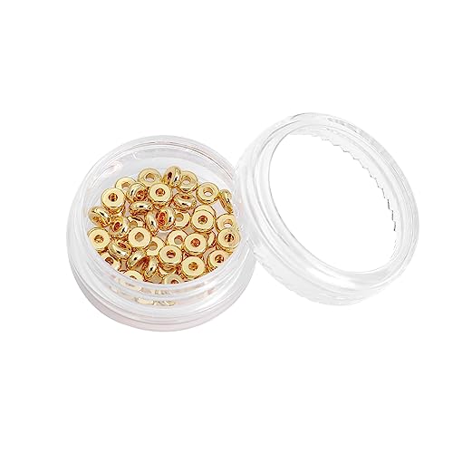 BEADIA 14K Gold Plated Disk Spacer Beads 4x1.5mm 50pcs for Jewelry Making Findings Non Tarnish - color: 14K Gold, size: 4x1.5mm Disk