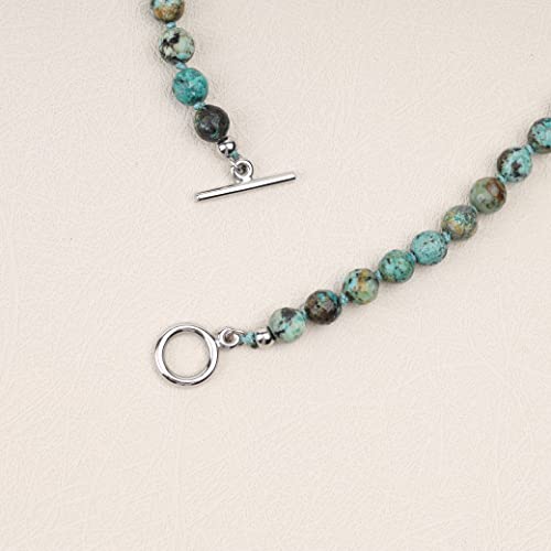 GAVU Hand-knotted Men's Beaded Necklace, Crystal Necklace for Men - color: African Turquoise, size: 20"
