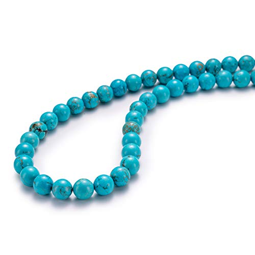 BEADIA Natural Blue Turquoise Stone Round Loose Semi Gemstone Beads for Jewelry Making 10MM 38PCS - color: Blue Turquoise, size: 10mm