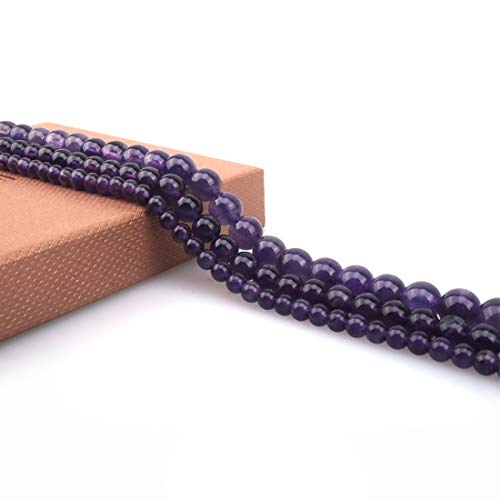 8mm Natural Amethyst Stone Round Loose Stone Beads for Jewelry Making DIY Crafts Design 1 Strand 15" APPR.43-45pcs - color: Amethyst, size: 8mm