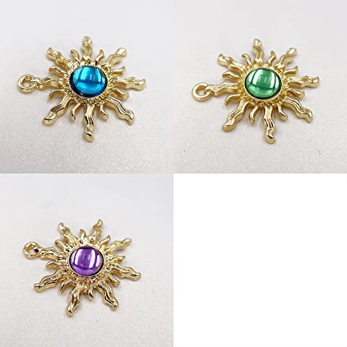 Sun Star Charms Baroque Boho Crystal Gold Plated Resin Gypsy Pendant Alloy for Jewelry Making DIY Craft Bracelet Necklace Earring - color: Sun-Mix-28Pcs