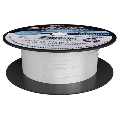 Soft Flex 49 Strand Beading Wire - Medium 0.19 Diameter - 100 Feet Nylon Design Wire - style: White Quartz