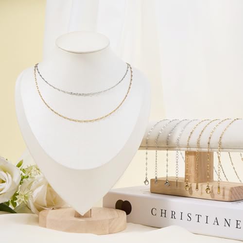 Jabogrii 20pcs Stainless Steel Necklace Chain for Jewelry Making Gold and Silver Lip Necklace Chain Bulk 18 Inches Jewelry for Women - color: Lip Chain