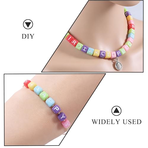 1000Pcs Cube Acrylic Letter Beads 6x6mm Colorful Alphabet A-Z Letter Beads for DIY Bracelet Necklace Jewelry Making - color: Colorful Mixed White Letter A-Z