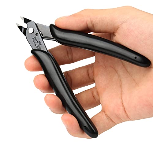 BOENFU Precision Wire Cutter Jewelry Zip Tie Cutters 5 Pack Flush Cutters Nippers Small Side Cutting Pliers for 3d Print, Plastic Models, Jewelry, Electronics, Black, 5 Inches - color: Black ( 5 Pack )