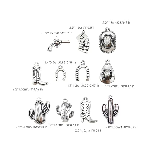 Julie Wang 100 Grams Alloy Western Cowboy Cowgirl Charms Antique Silver Gold Color Boot Hat Pendants for Necklace Earrings Bracelet Jewelry Making Women Gifts Craft DIY Findings - color: Mixed