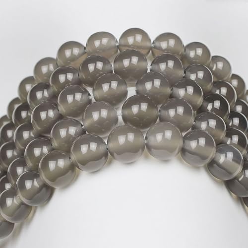 MJDCB 7A Natural Grey Agate Gemstone Round Stone Beads for Jewelry Making DIY Bracelet Necklace (4mm) - color: Gray Agate, size: 4mm
